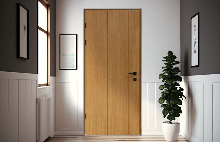 Porte extérieure meranti Duero verticale nature B 980 x H 2180 mm G