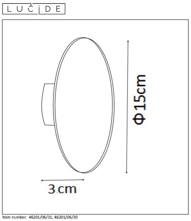 Lucide EKLYPS LED - Wandlamp - Ø 15 cm - LED - 1x6W 3000K - Wit
