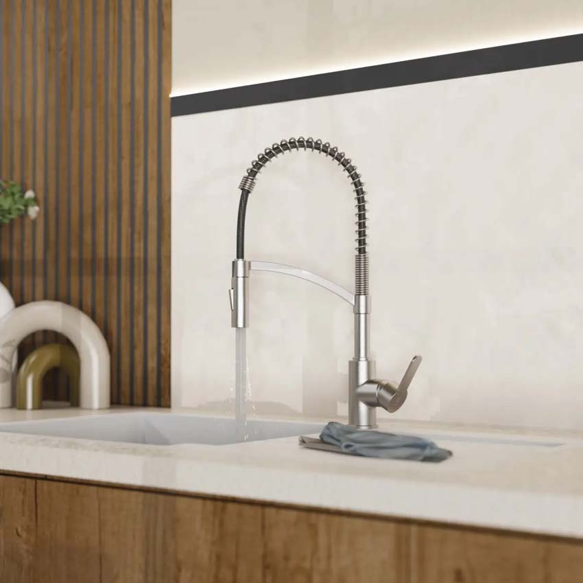 Robinet de cuisine Wasserwerk WK 3 aspect inox avec bec extractible