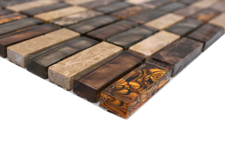 Mozaïek Crystal+ beige/bruin glanzend 29,8x30,4cm