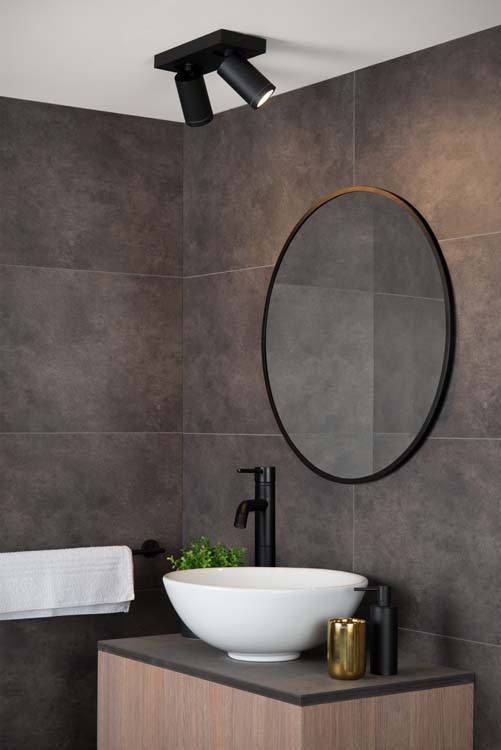 Plafondlamp - zwart - 2xGU10 - 5W - IP44