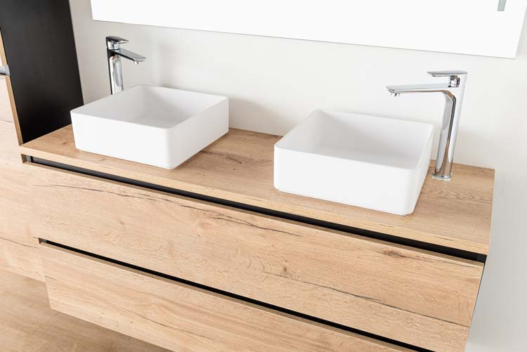 Badkamermeubel Dotan eik hangend met melamine topblad 140cm