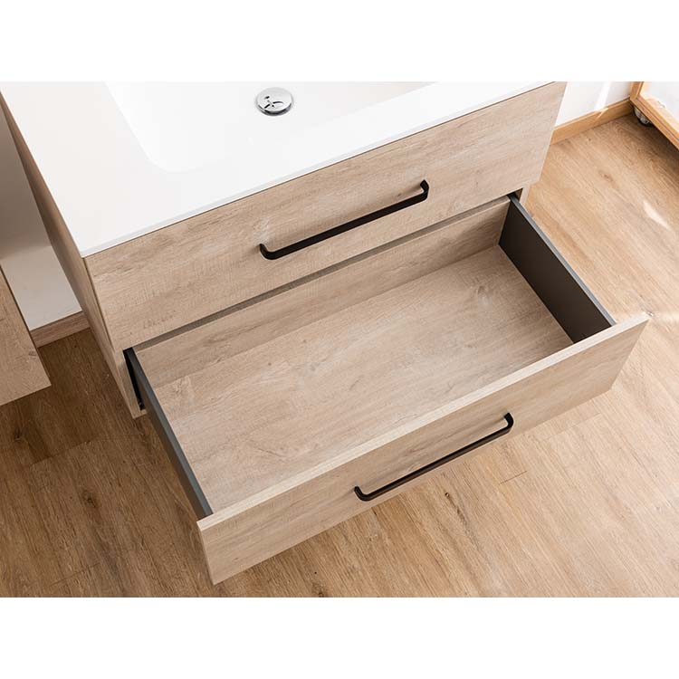 Meuble salle de bain Plato asp chêne béton 90cm - brillant - poignée mat noir