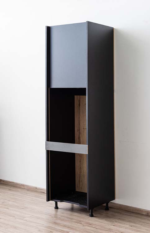 Armoire de cuisine Plenti armoire colonne réfrigérateur noir/aspect bois 60x208cm