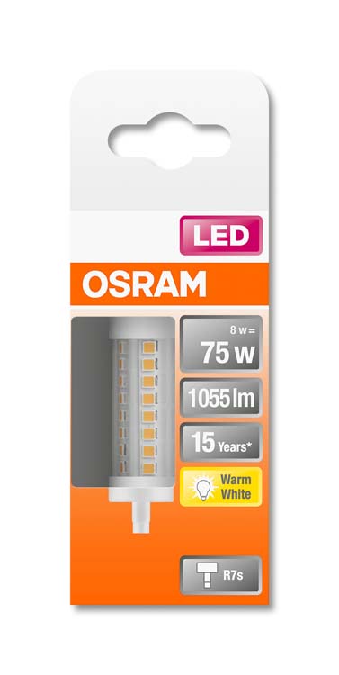Lampe LED line78 R7s retrofit 8W blanc chaud