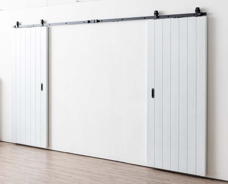 Dubbele schuifdeur Titus met V-groef + rail zwart 2x 930x2115mm