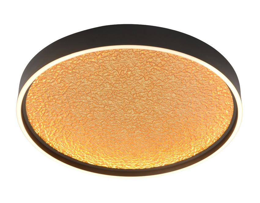 Plafonnier - noir/doré - Ø60cm - dimmable - LED - 1x60W - 3000K