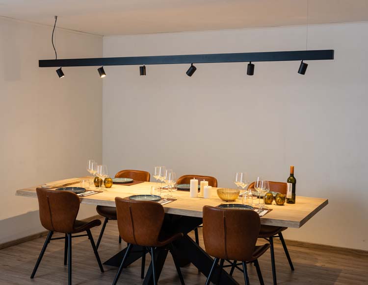 Rail lumineux design Béa noir set 2,9m 6 spots GU10 6x5W lustre
