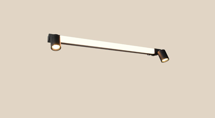 Wandlamp - zwart - 90x18x6cm - LED + GU10 - 1x9W + 2x max. 5W - 2300/3000/4000K - IP44