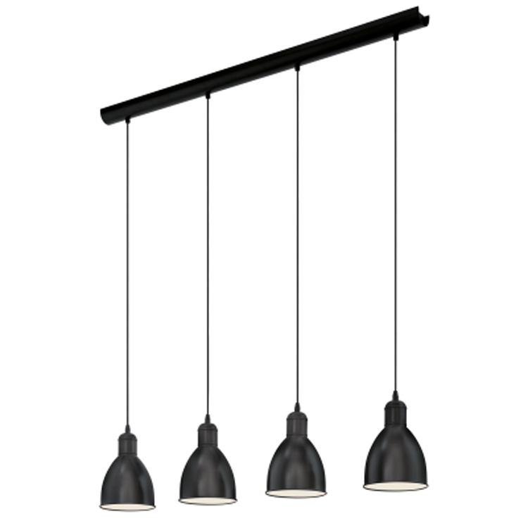 Abat-jour noir 4 lampes E27 excl lampe LED possib