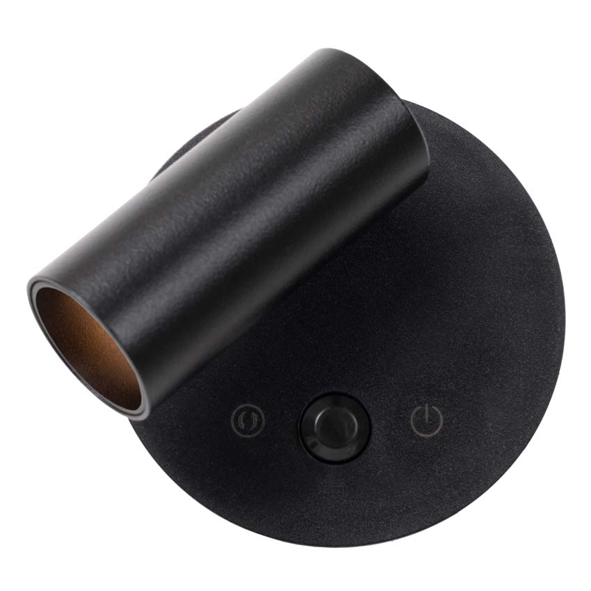 Oplaadbare wandspot Rune - zwart - Ø8,1cm - LED Dimbaar - 1x2W - 2700K/4000K - bewegingssensor - magnetisch