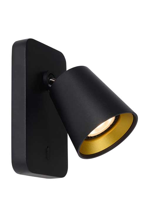 Lucide TURNON - Plafondspot - LED - GU10 - 1x5W 3000K - Zwart