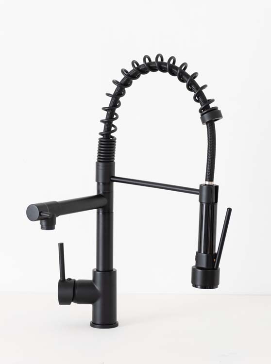 Keukenkraan Simba mat zwart met uittrekbare uitloop
