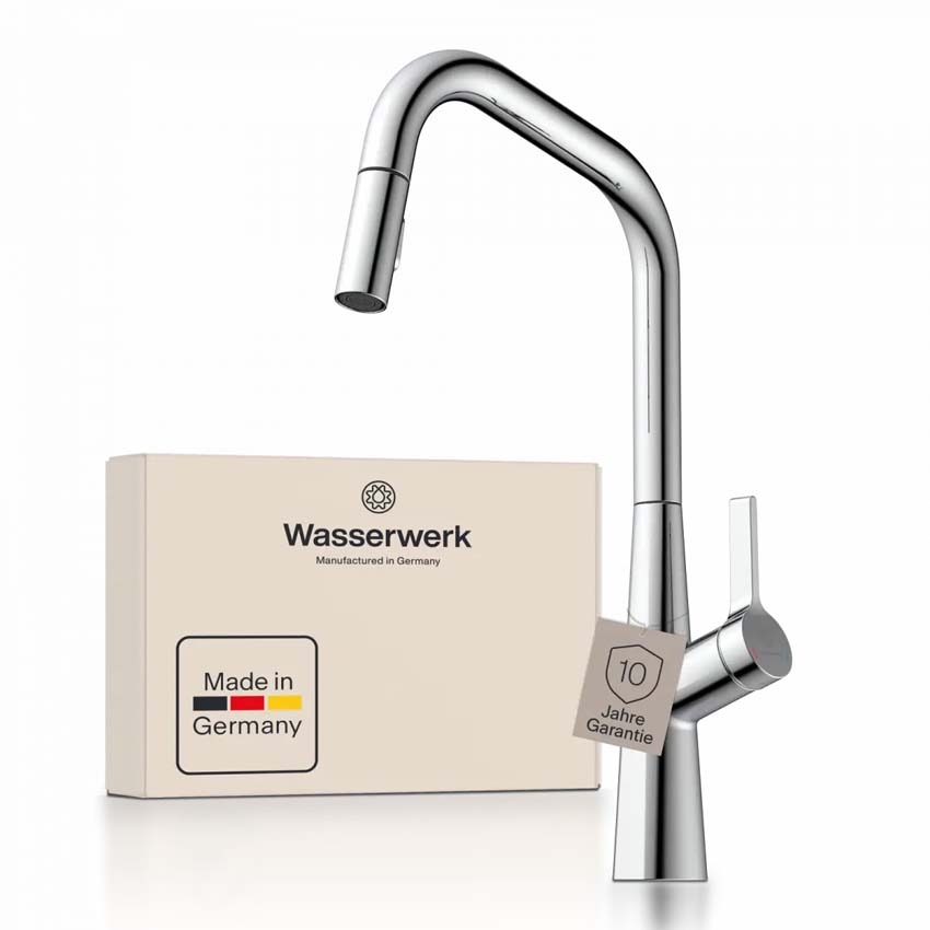 Robinet de cuisine Wasserwerk WK 9 Edge chrome avec bec extractible