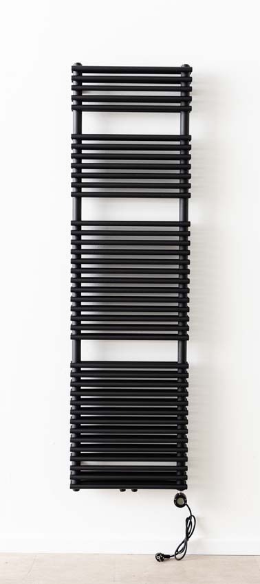 Handdoekradiator Doby 180x50cm dubbel zwart 1484W met verwarmingselement