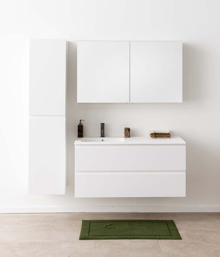 Badkamermeubel Tibo wit met enkele wastafel mat wit 120cm