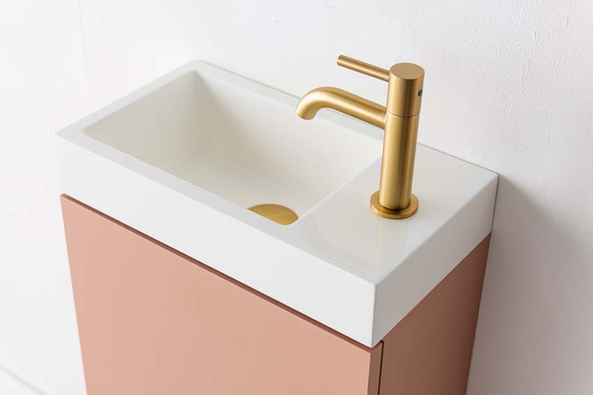 Meuble de toilette Mio Bagno Dotan abricot blanc brillant 45x40x22cm