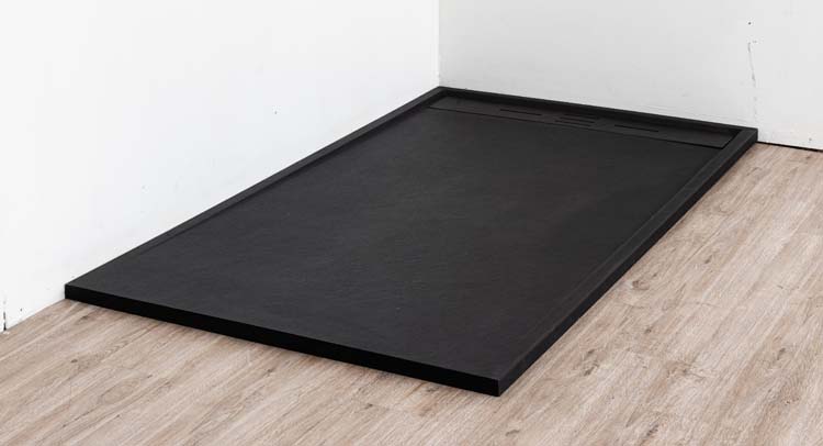 Douchebak Moana SMC mat zwart leisteenlook 160x90cm