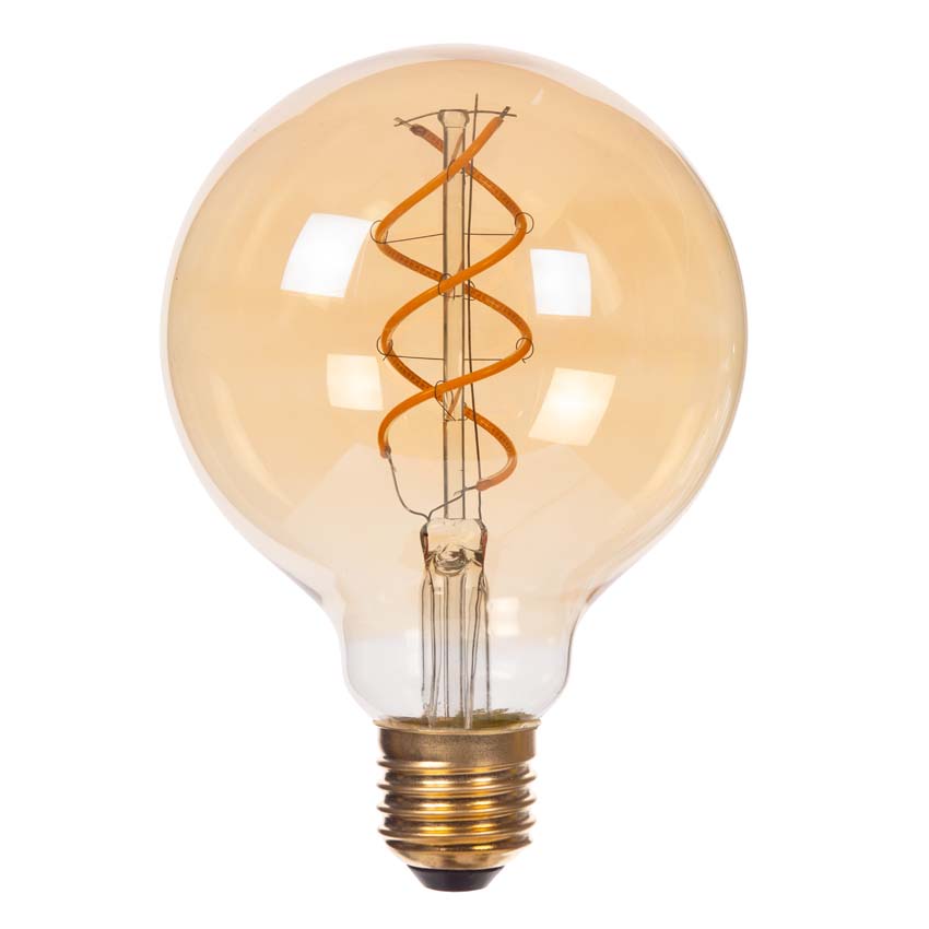Lucide G125 - Ampoule filament - Ø12,5cm - LED 3 niveaux dimmable (Mémoire) - E27 - 1x4,9W 2200K - Ambré