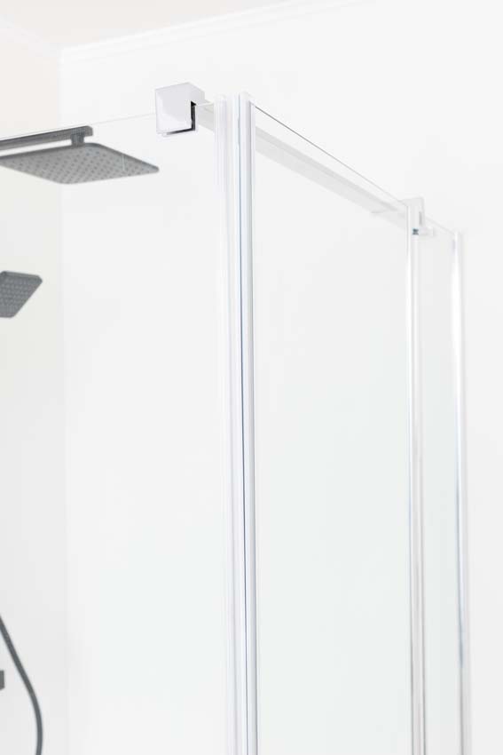 Douchewand Alexia met vaste wand en draaideur chroom profiel 90x190cm