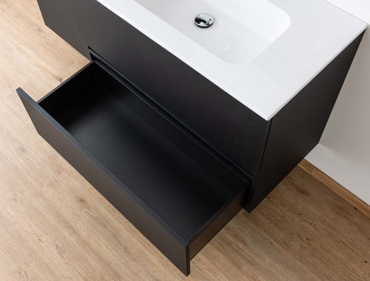 Meuble salle de bain Puro noir mat 900mm lavabo brillant Meuble salle de bain Puro noir mat 900mm lavabo brillant