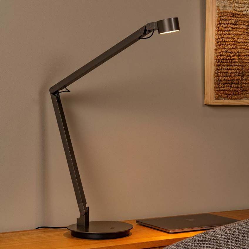 Lucide Premium Ogden - Tafellamp - 49x20x90cm - LED Dimb. - 1x7W - 3000K - Grijs ijzer