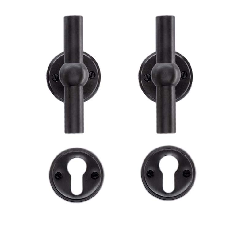 Poignée de porte grado T+T carbon noir rosace cylindre