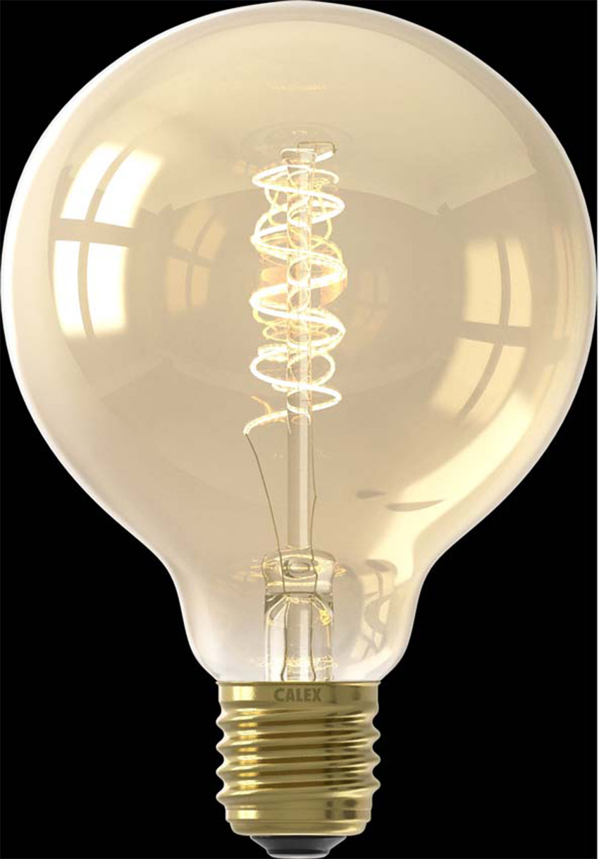 Lampe LED - Doré - Ø9,5x14cm - Dimmable 3 niveaux - E27 - 1x5,5W - 470lm - 2100K - 1 pièce