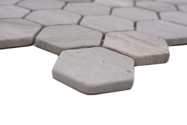 Mosaïque Hexagon Marbre Greige Stripe mat 29,8x30,5cm
