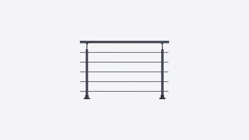 Kit garde-corps Rena aluminium noir 150cm fixation latérale