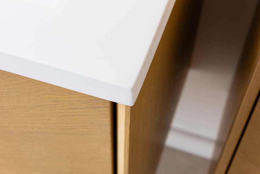 Meuble de salle de bains Waldorf chêne suspendu avec lavabo double en solid surface 120cm
