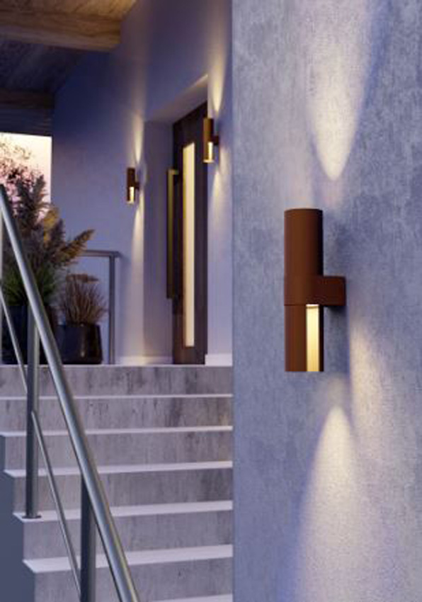 Wandlamp - roestbruin - 8x11x32cm - LED - 1x7W - 2700/4000/6500K - 800lm - IP65