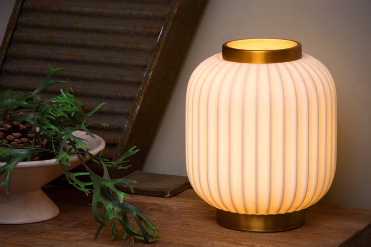 Lampe de table - Ø 19,5 cm - 1xE14 - Blanc