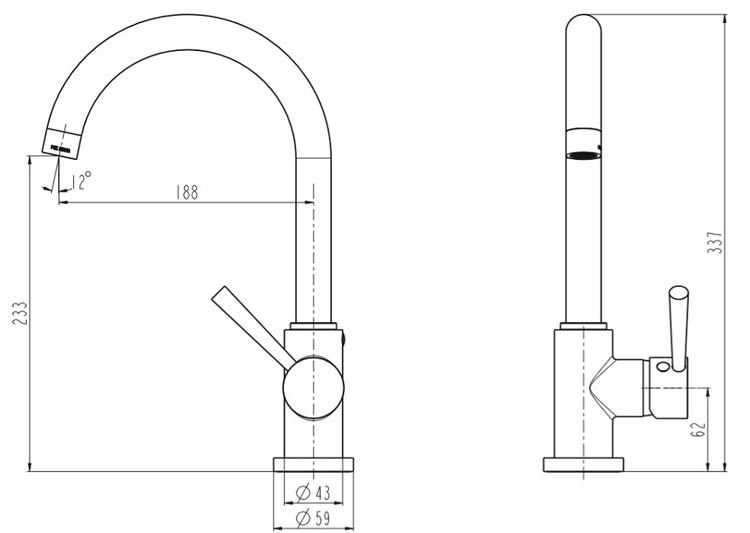 Keukenkraan Charlotte inox