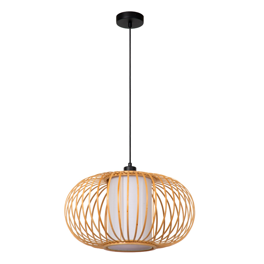 Lucide Essential Thuline - Suspension - Ø45cm - 1xE27 - Bois clair
