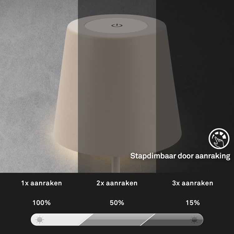 Tafellamp Averio - grijs - hoogte verstelbaar - dimbaar - LED - 2.5W - 2700K - IP44 - USB