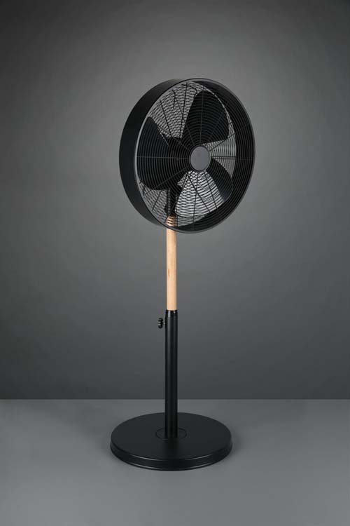 Ventilator zwart met hout H120cm - Ø45cm 3 snelheden
