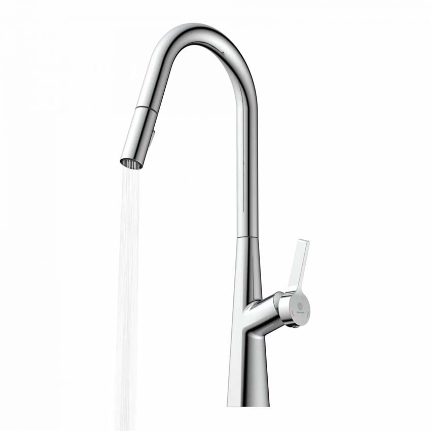 Robinet de cuisine Wasserwerk WK 9 Curve chrome avec bec extractible