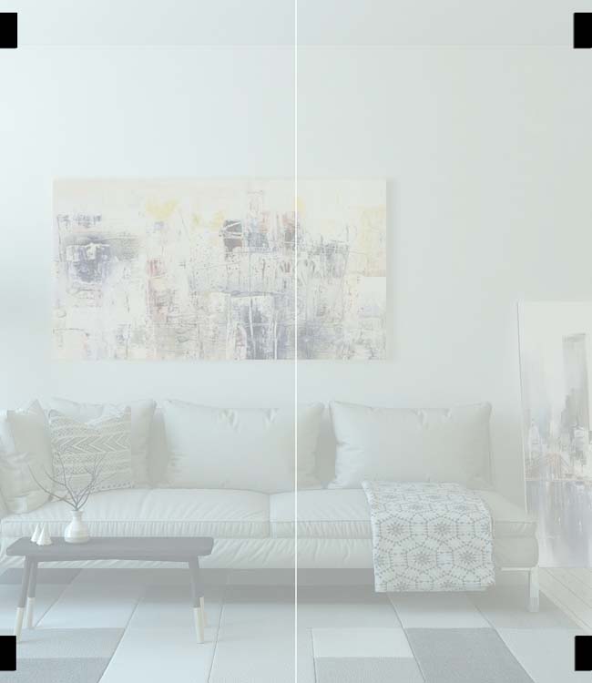 Dubbele glazen binnendeur Sky Night verzoet glas op maat - scharnieren zwart