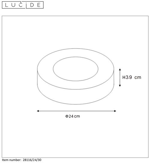 Plafondlamp - zwart - rond - dimbaar - Ø23,5cm - LED - 15W - IP44