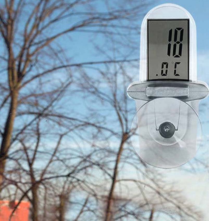 Thermomètre d'extérieur avec ventouse blanc 18cm