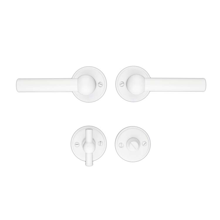 Poignée de porte pro grado 2x lucera blanc avec serrure toilette