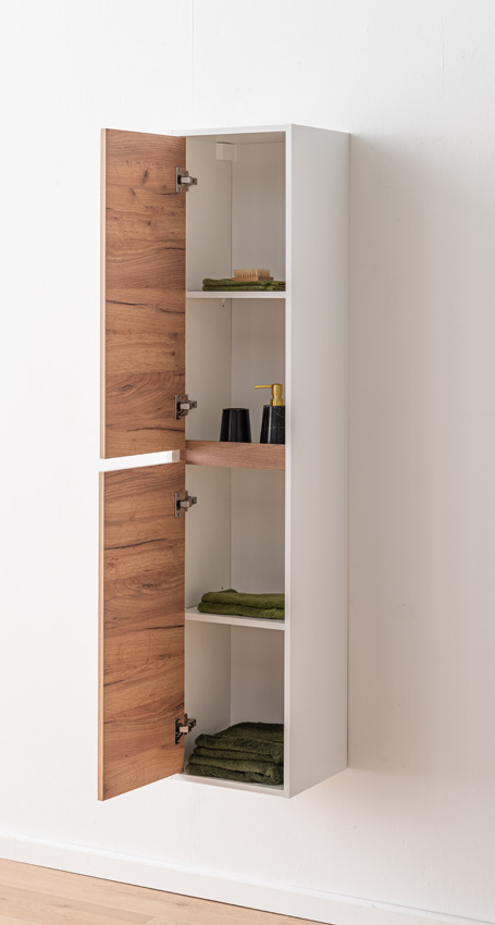 Kolomkast Treviso eik/wit hangend 160x35x30cm