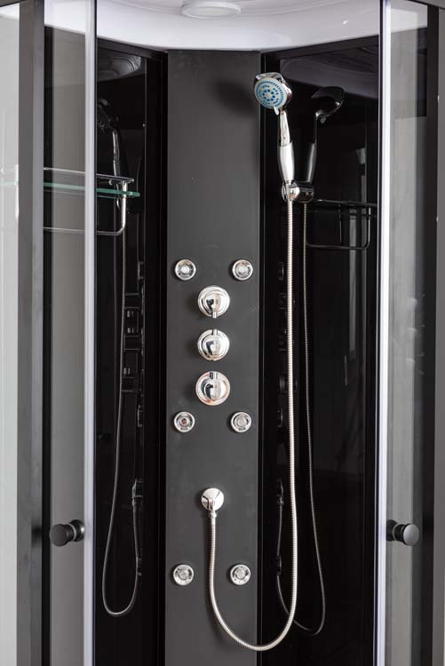 Douchecabine Asterix thermostatisch hoek zwart schuifdeuren 90x90x226cm
