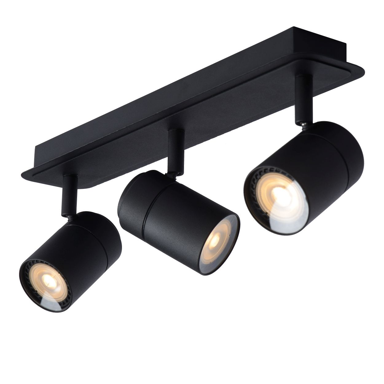 Plafonnier salle de bain - noir - dimmable - GU10 - 3x5W - 3000K - IP44