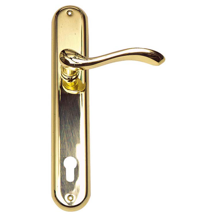 Poignée de porte pro alessandria cuivre sur bouclier avec cylindre