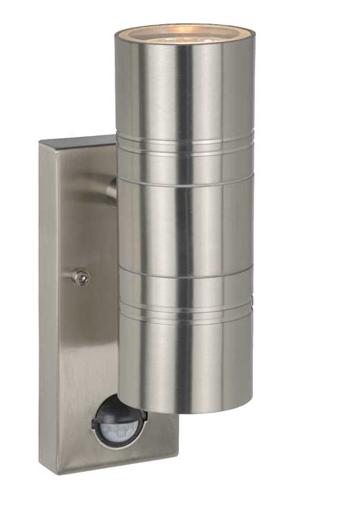 Lucide ARNE-LED - Spot mural Extérieur - Ø 6,3 cm - LED - GU10 - 2x5W 2700K - IP44 - Chrome Dépoli