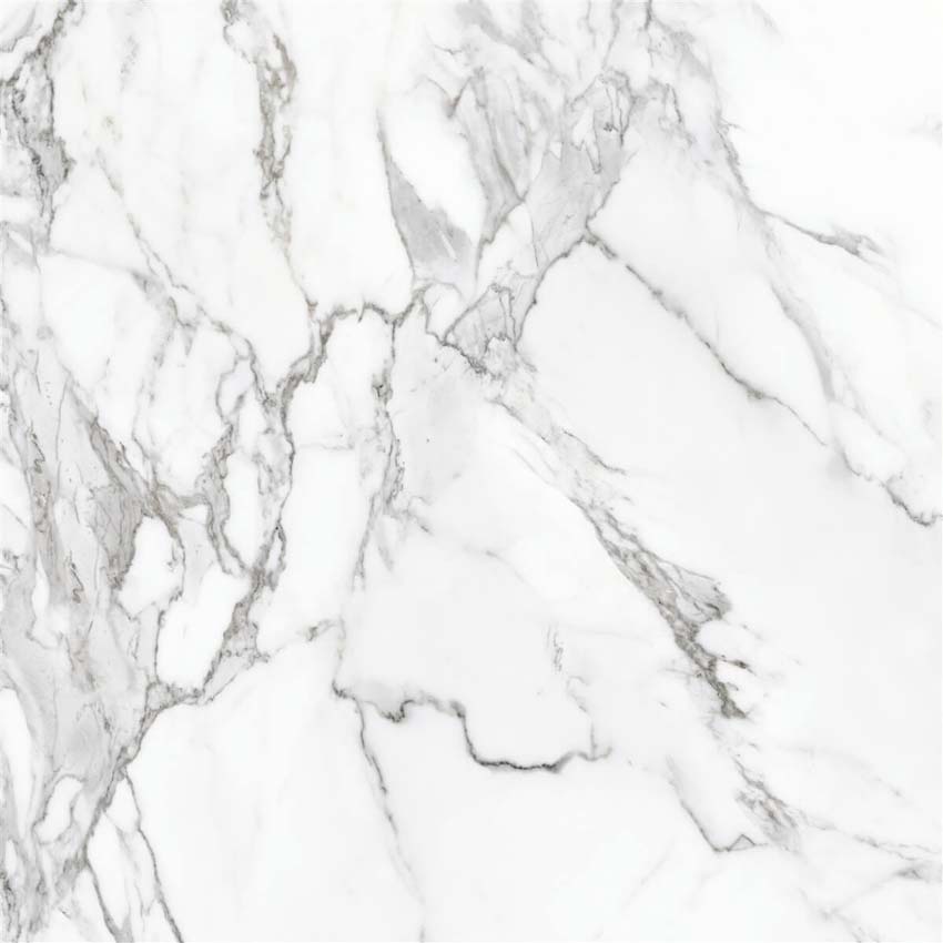 Carrelage de sol et mural Statuario imitation marbre blanc brillant 60x60cm