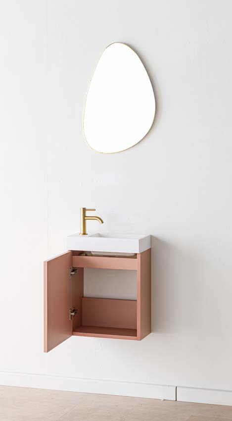 Meuble de toilette Dotan abricot lavabo blanc mat 45x40x22cm