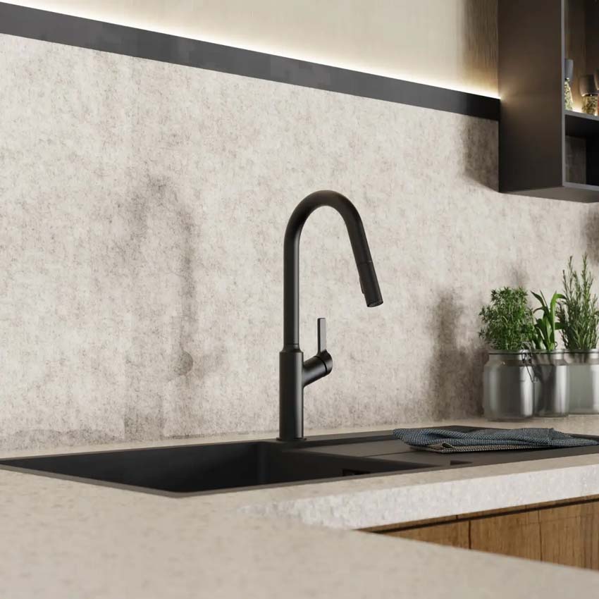 Robinet de cuisine Wasserwerk WK 12 noir mat avec bec extractible